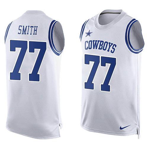  Cowboys #77 Tyron Smith White Men's Stitched NFL Limited Tank Top Jersey